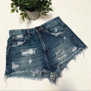 Zara High Rise Distressed Shorts